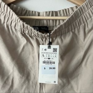 Zara tan cropped cuffed pants